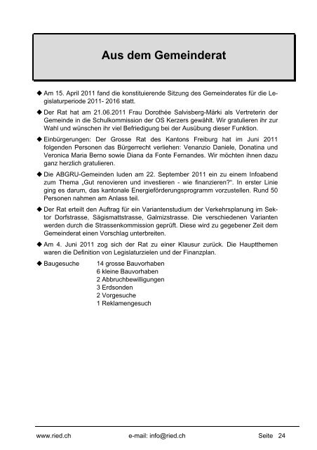 Bulletin Nr. 52 (November 2011) - Gemeinde Ried b. Kerzers