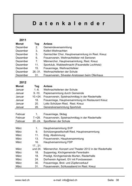 Bulletin Nr. 52 (November 2011) - Gemeinde Ried b. Kerzers