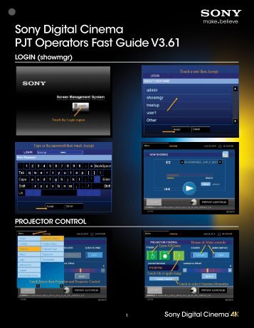 Sony Digital Cinema PJT Operators Fast Guide V3.61