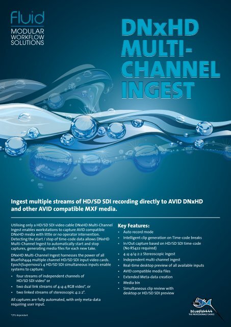 CHANNEL INGEST DNxHD MULTI- CHANNEL INGEST - BlueFish444