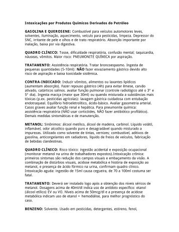 Intoxicações por Produtos Químicos Derivados do Petróleo