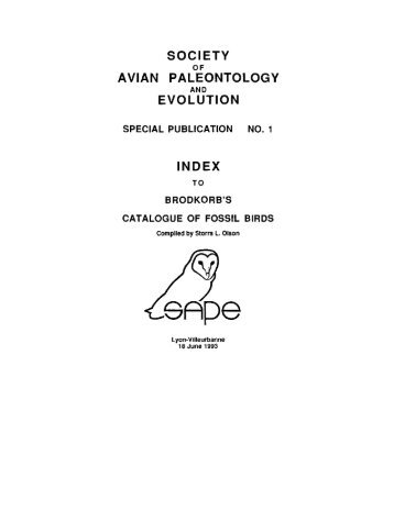 society avian paleontology evolution index - Smithsonian Institution