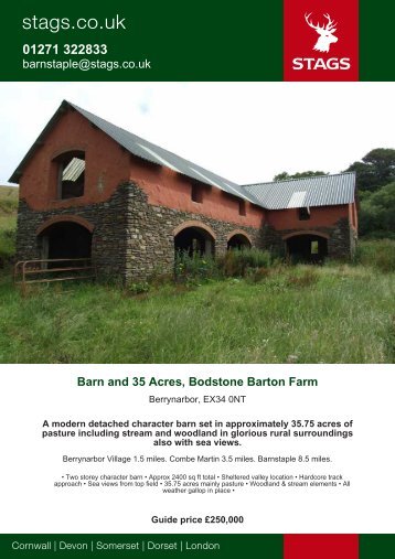 barnstaple@stags.co.uk Barn and 35 Acres, Bodstone Barton Farm