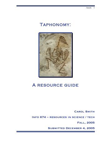 Taphonomy: A resource guide - Carol Smith Home Page