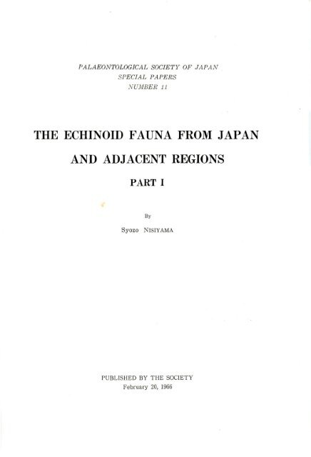 the echinoid fauna from japan and adjacent regions part i