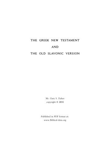 OCS and the Greek New Testament - Biblical-data.org