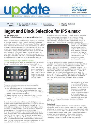 Ingot and Block Selection for IPS e.max® - Ivoclar Vivadent