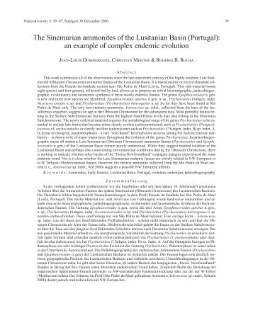 The Sinemurian ammonites of the Lusitanian Basin ... - Palaeodiversity