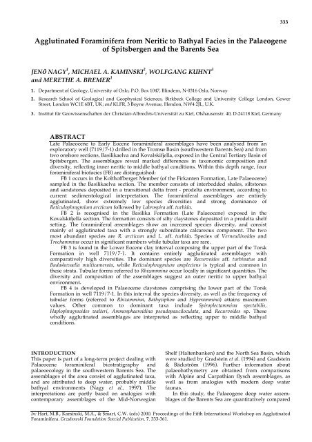 Agglutinated foraminifera from neritic to bathyal facies in the ...