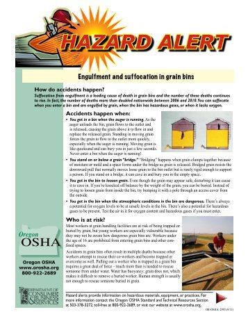 Hazard Alert: Engulfment and suffocation in grain bins