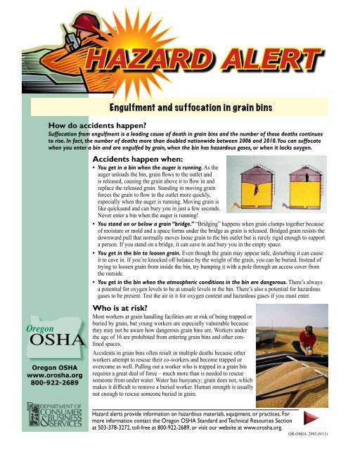 Hazard Alert: Engulfment and suffocation in grain bins