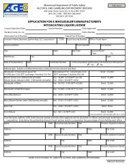 application for a wholesaler's/manufacturer's intoxicating liquor license