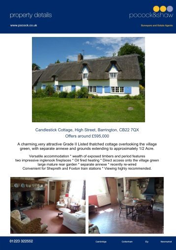 Candlestick Cottage, High Street, Barrington, CB22 7QX Candlestick ...