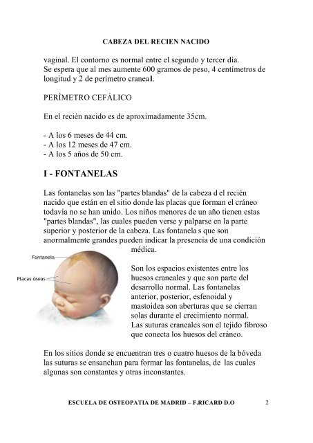 LA CABEZA DEL RECIEN NACIDO - Escuela de Osteopatia de Madrid