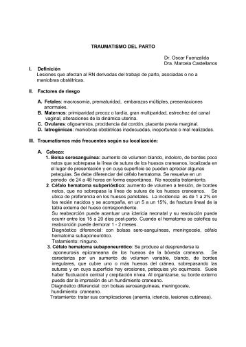 TRAUMATISMO DEL PARTO Dr. Oscar Fuenzalida Dra. Marcela ...