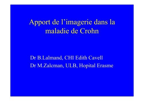 Apport de l'imagerie dans la maladie de Crohn - Gastrospace.com