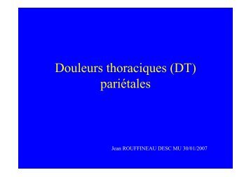 Douleurs thoraciques pariétales - (CHU) de Poitiers