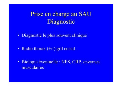 Douleurs thoraciques pariétales - (CHU) de Poitiers