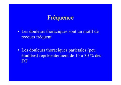 Douleurs thoraciques pariétales - (CHU) de Poitiers