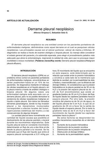 Derrame pleural neoplásico - Universidad Austral de Chile