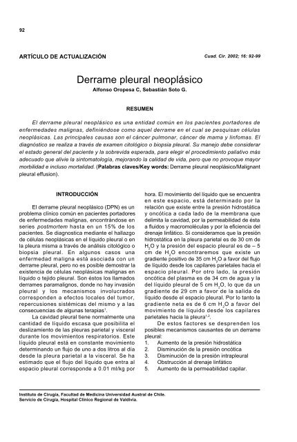 Derrame pleural neoplásico - Universidad Austral de Chile