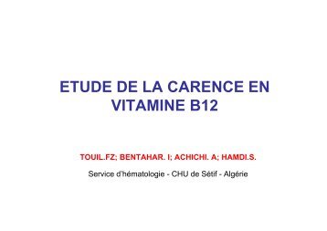 etude de la carence en vitamine b12 - Société algérienne d ...