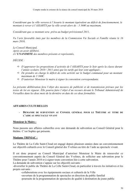 Compte-rendu in extenso du Conseil municipal du - La Celle Saint ...