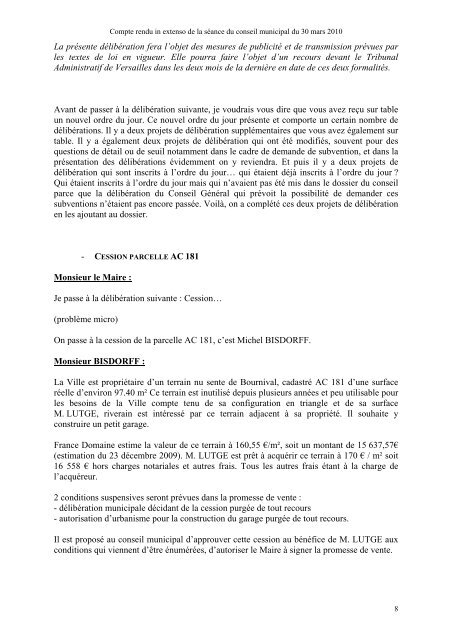 Compte-rendu in extenso du Conseil municipal du - La Celle Saint ...