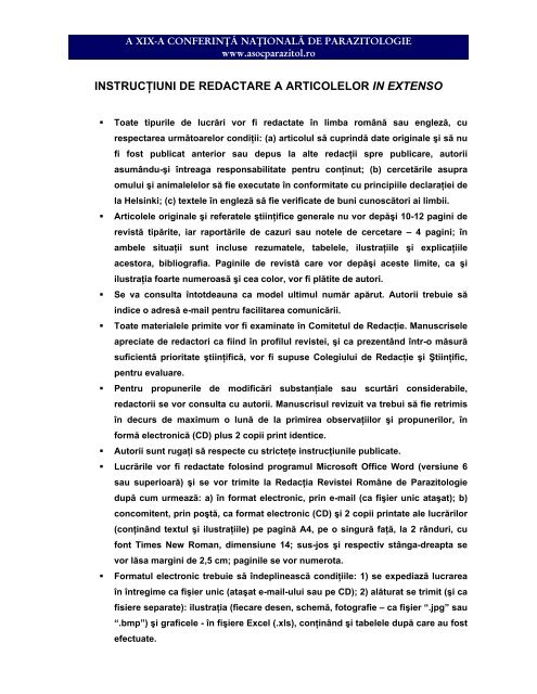 instructiuni de redactare a articolelor in extenso - Asociatia ...