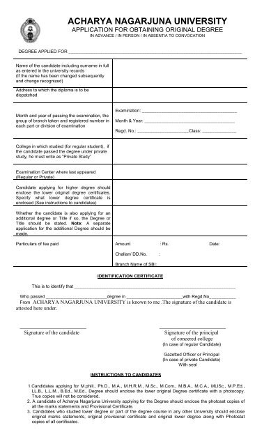 For UG ( Download ) - Acharya Nagarjuna University