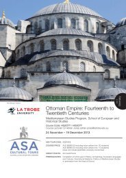 Ottoman Empire course brochure [PDF 612KB] - La Trobe University