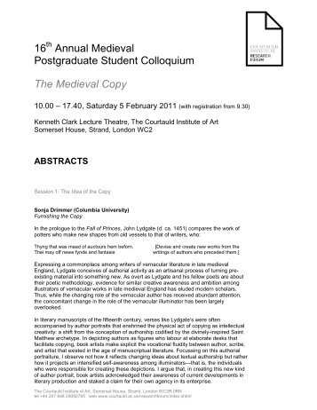 Medieval Postgrad Colloq - Abstracts - The Courtauld Institute of Art