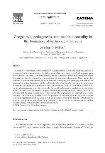 Geogenesis, pedogenesis, and multiple causality in the formation of ...