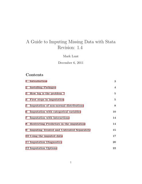 A Guide to Imputing Missing Data with Stata Revision: 1.4