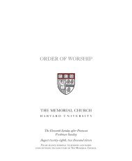 ORDER OF WORSHIP - The Memorial Church - Harvard University