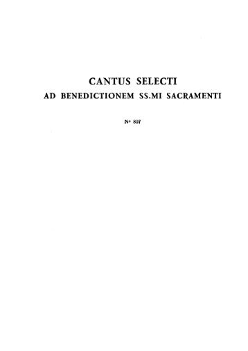 Cantus Selecti - MusicaSacra
