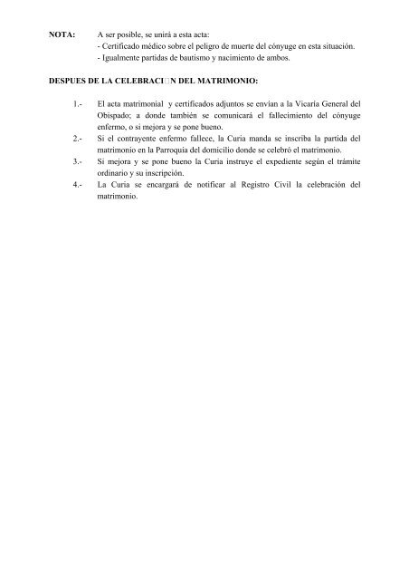 ACTA DE MATRIMONIO " IN ARTICULO MORTIS” En el domicilio ...