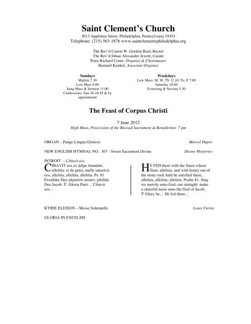 Download Service Sheet Pdf Saint Clement S Church