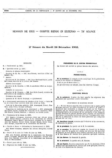 SESSION DE 1952 - COMPTE RENDU IN EXTENSO — 78 ... - Sénat