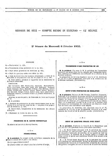 SESSION DE 1952 - COMPTE RENDU IN EXTENSO — 12 ... - Sénat