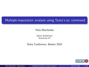 Multiple-imputation analysis using Stata's mi command