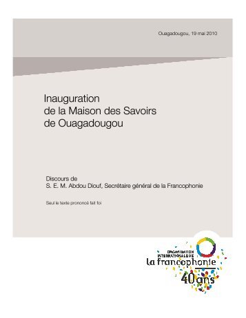 Inauguration de la Maison des Savoirs de Ouagadougou