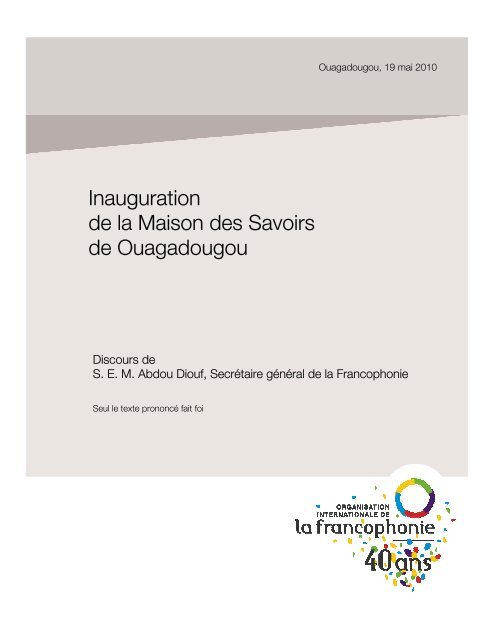 Inauguration de la Maison des Savoirs de Ouagadougou