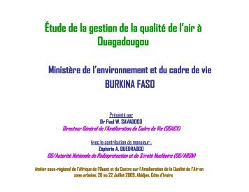 Étude de la gestion de la qualité de l'air à Ouagadougou - UNEP
