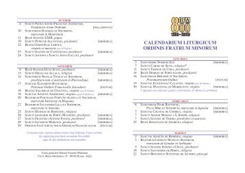 CALENDARIUM LITURGICUM ORDINIS FRATRUM MINORUM - OFM