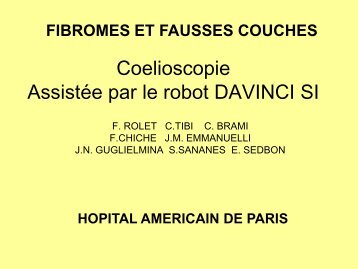 Chirurgie Gynécologique Coelioscopique Assistée par le robot ...