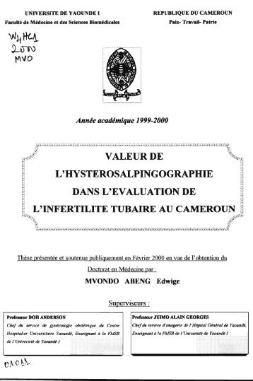 l'hysterosalpingographie - Centre de Documentation Numérique ...