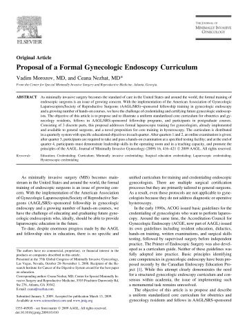 Proposal of a Formal Gynecologic Endoscopy Curriculum