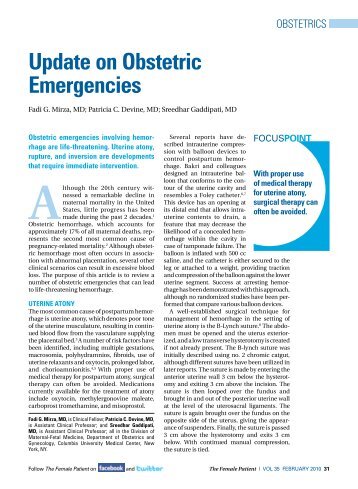 Update on obstetric emergencies - The Female Patient