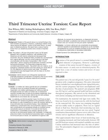 Third Trimester Uterine Torsion: Case Report - JOGC